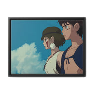 Ashitaka and San Canvas Framed Art Print