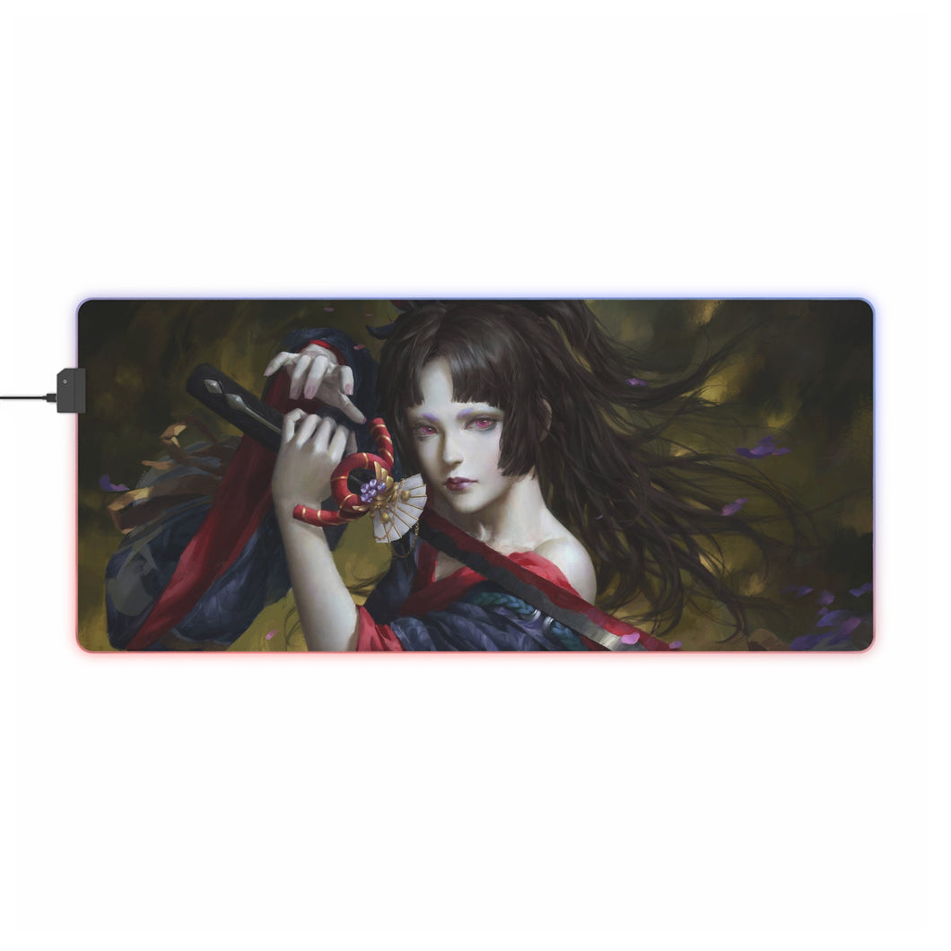 Anime Warrior Girl RGB LED Mouse Pad (Desk Mat)