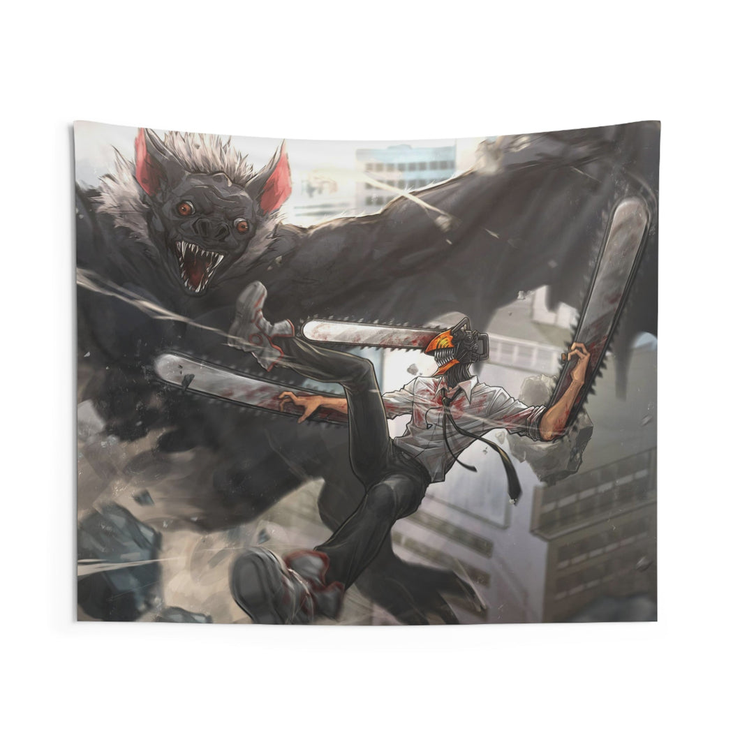 Denji vs Bat Devil Indoor Wall Tapestry
