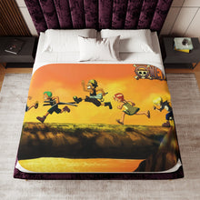 Load image into Gallery viewer, One Piece Monkey D. Luffy, Roronoa Zoro, Sanji, Nami, Usopp Sherpa Blanket
