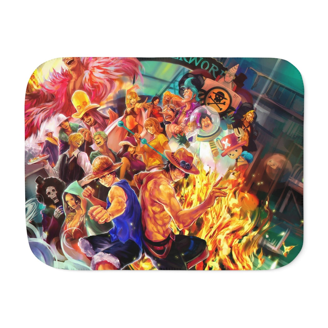 One Piece Monkey D. Luffy, Roronoa Zoro, Sanji, Nico Robin, Tony Tony Chopper Sherpa Blanket
