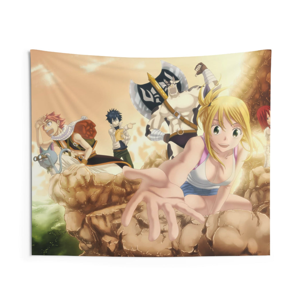 Fairy Tail Natsu Dragneel, Erza Scarlet, Gray Fullbuster, Lucy Heartfilia, Happy Indoor Wall Tapestry