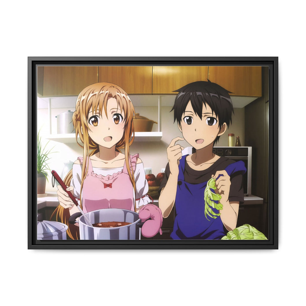Kirito and Asuna Canvas Framed Art Print