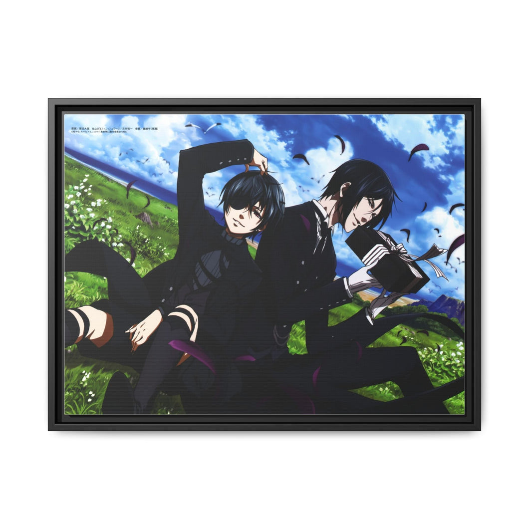 Black Butler Sebastian Michaelis, Ciel Phantomhive Canvas Framed Art Print