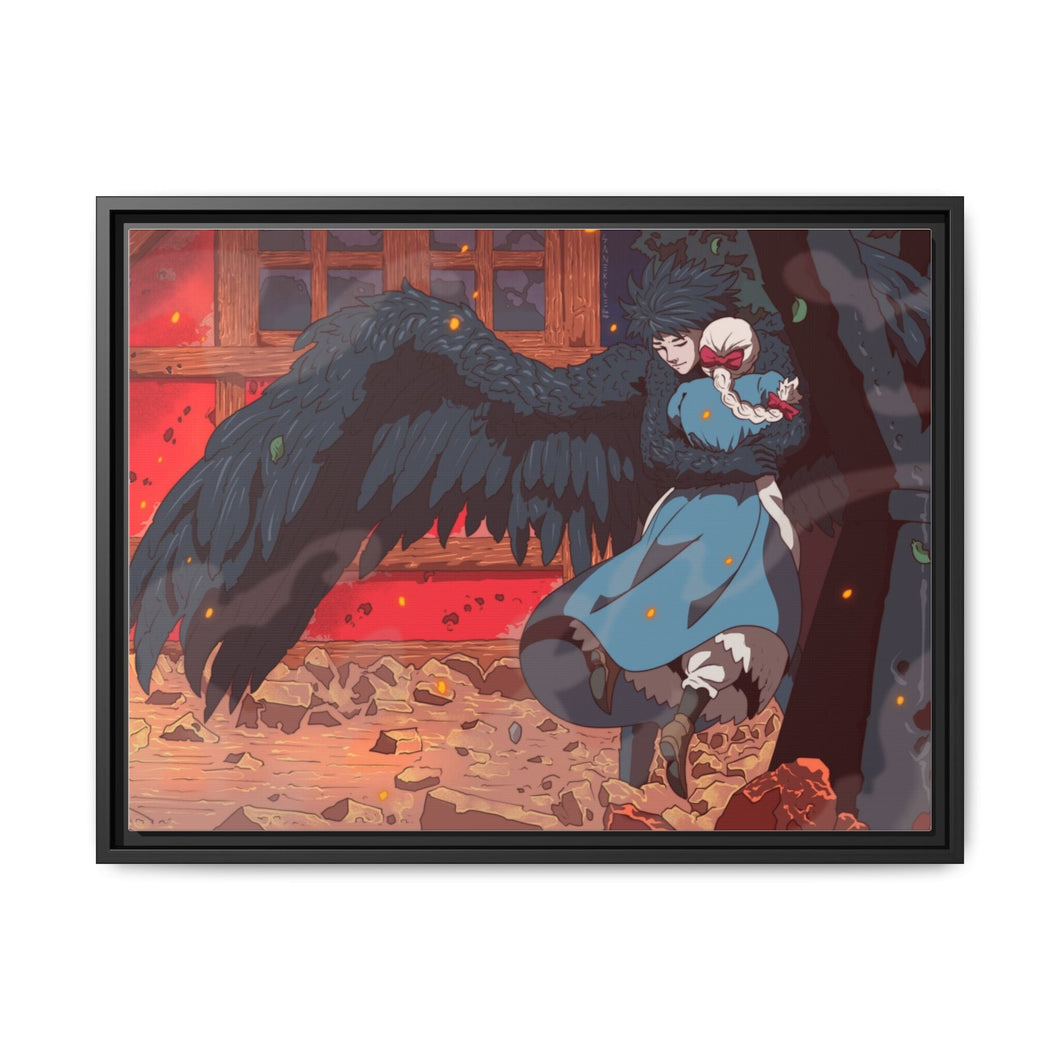 Anime Howl's Moving Castle Canvas Framed Art Print