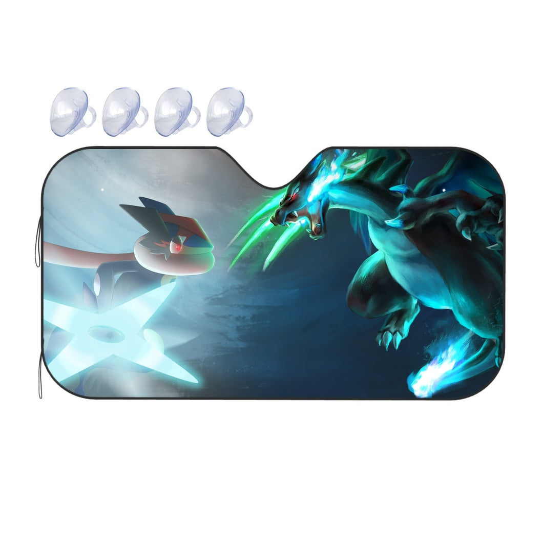 Ash-Greninja VS Mega Charizard X  Car Sunshade