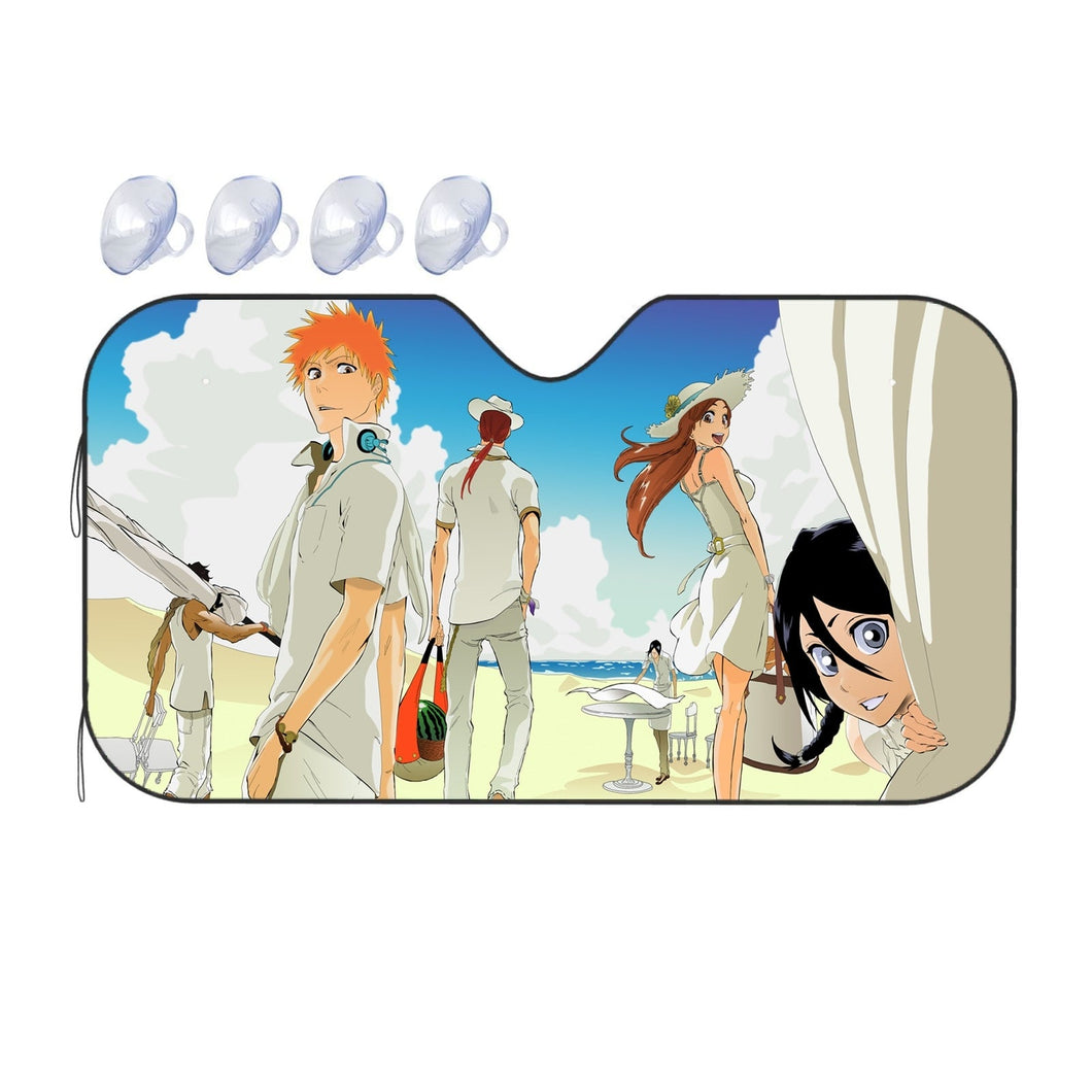 Bleach Ichigo Kurosaki, Rukia Kuchiki, Renji Abarai, Orihime Inoue, Yasutora Sado  Car Sunshade