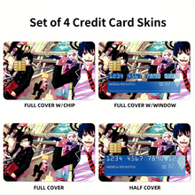 Load image into Gallery viewer, Blue Exorcist Rin Okumura, Yukio Okumura, Kuro, Shiemi Moriyama  Credit Card Skins (4-in-1 Pack)
