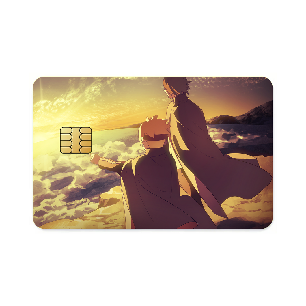 Boruto with his mentor watching the sunrise  Credit Card Skins (4-in-1 Pack)