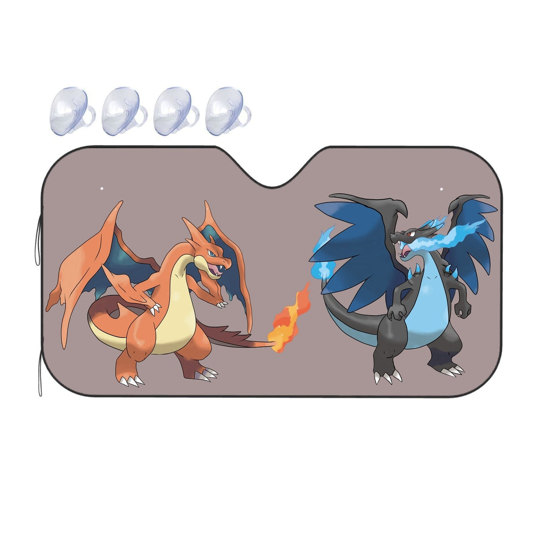 Charizard and Mega Charizard  Car Sunshade