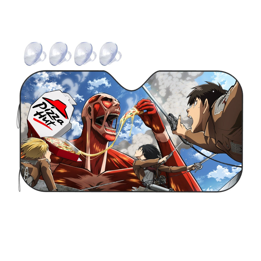 Colossal Titan eating pizza  Car Sunshade