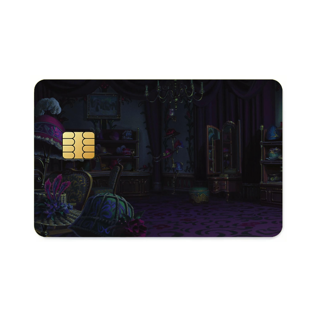 Dark Purple Room with Hats Credit Card Skins (4-in-1 Pack)