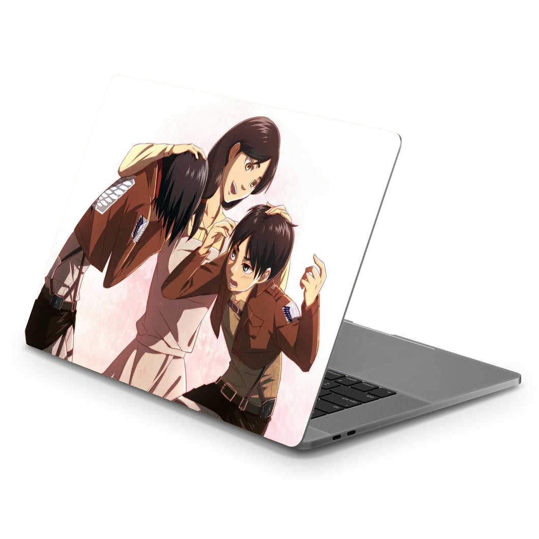 Eren Jäger,Mikasa Ackerman and Carla Yeager  Macbook Skin