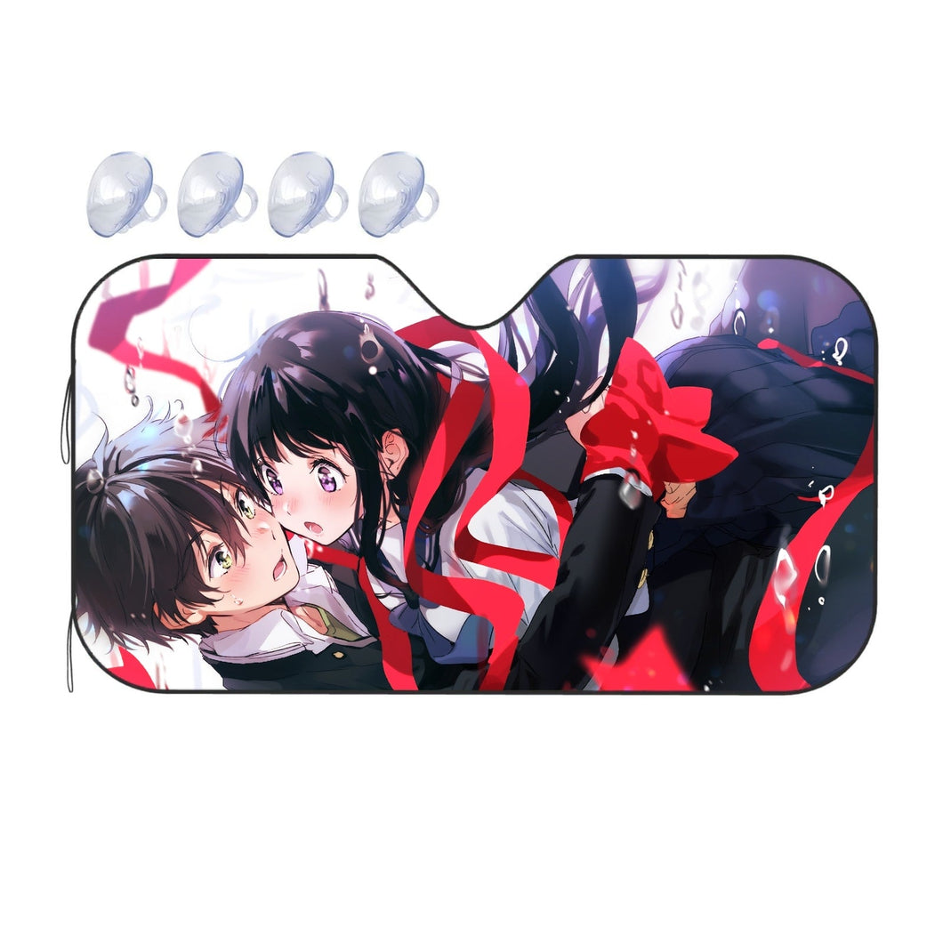 Eru Chitanda  And  Hōtarō Oreki Hugging  Car Sunshade