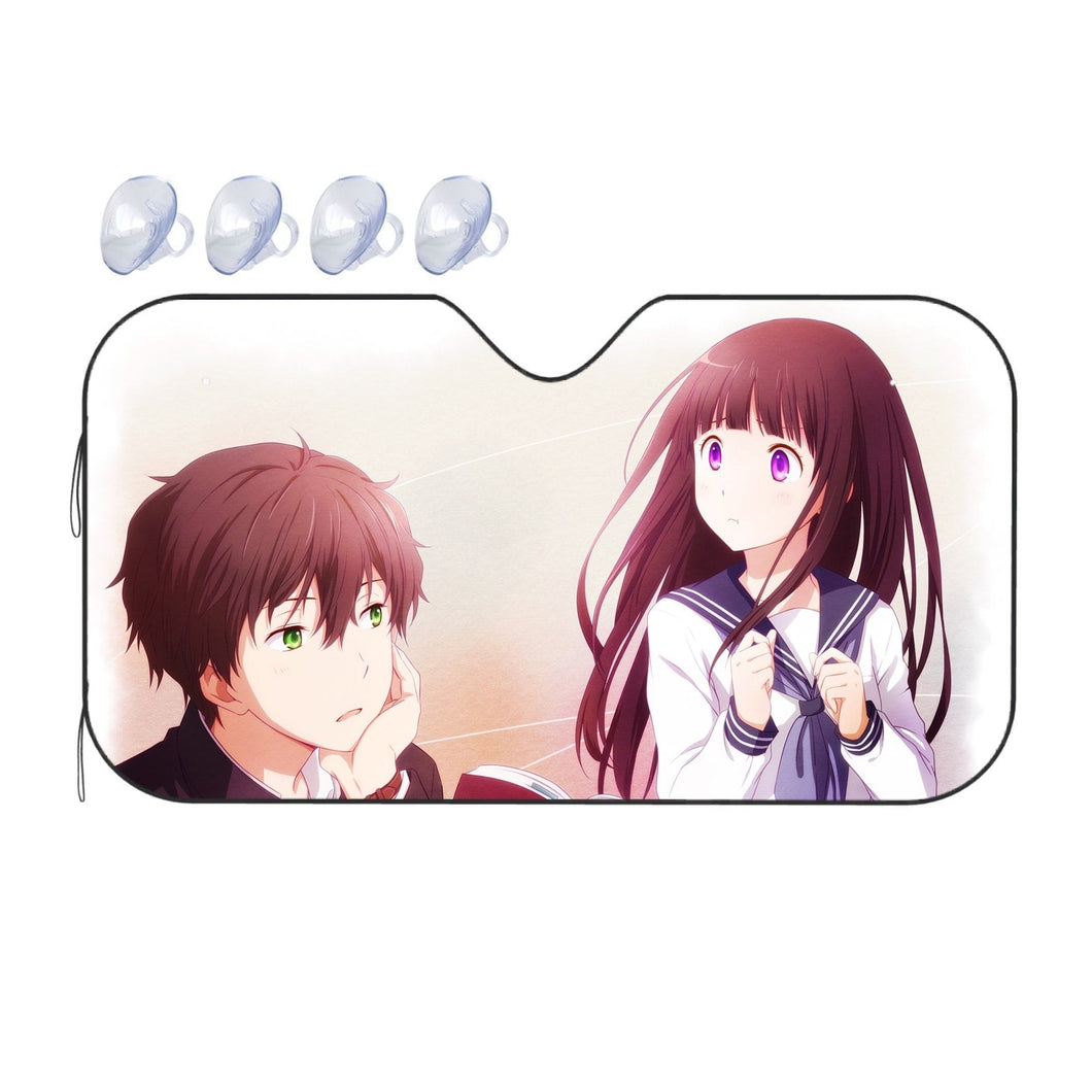 Eru Chitanda  And  Hōtarō Oreki Looking each other  Car Sunshade