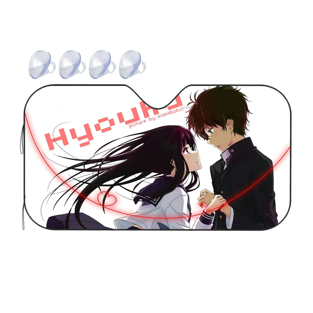 Eru Chitanda  And Hōtarō Orekiholding hands together  Car Sunshade