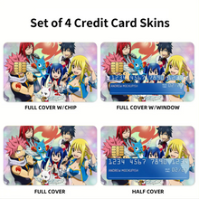 Load image into Gallery viewer, Fairy Tail Natsu Dragneel, Erza Scarlet, Gray Fullbuster, Lucy Heartfilia, Happy  Credit Card Skins (4-in-1 Pack)
