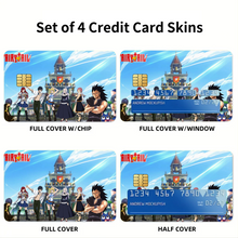 Load image into Gallery viewer, Fairy Tail Natsu Dragneel, Erza Scarlet, Gray Fullbuster, Lucy Heartfilia, Juvia Lockser  Credit Card Skins (4-in-1 Pack)
