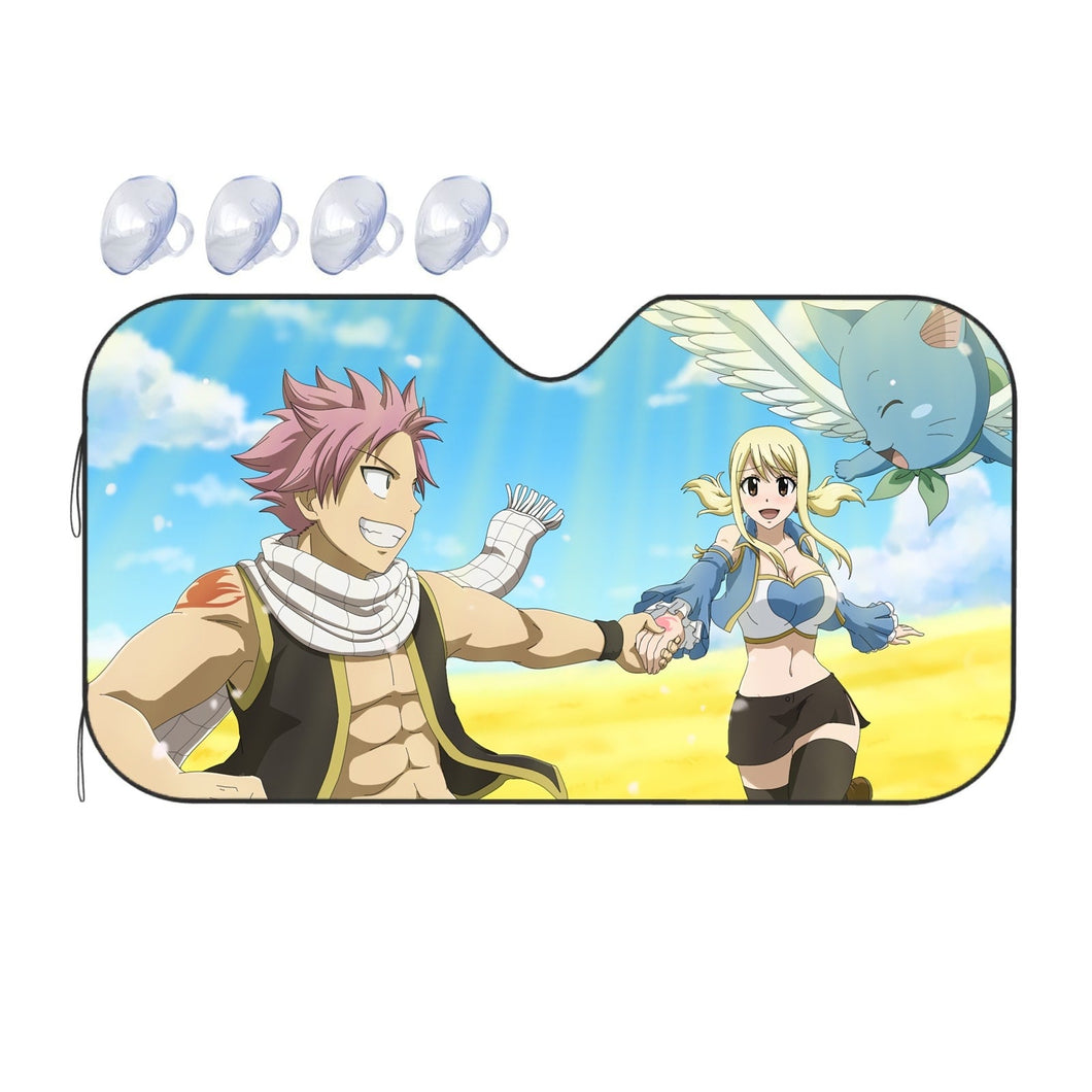 Fairy Tail Natsu Dragneel, Lucy Heartfilia, Happy  Car Sunshade