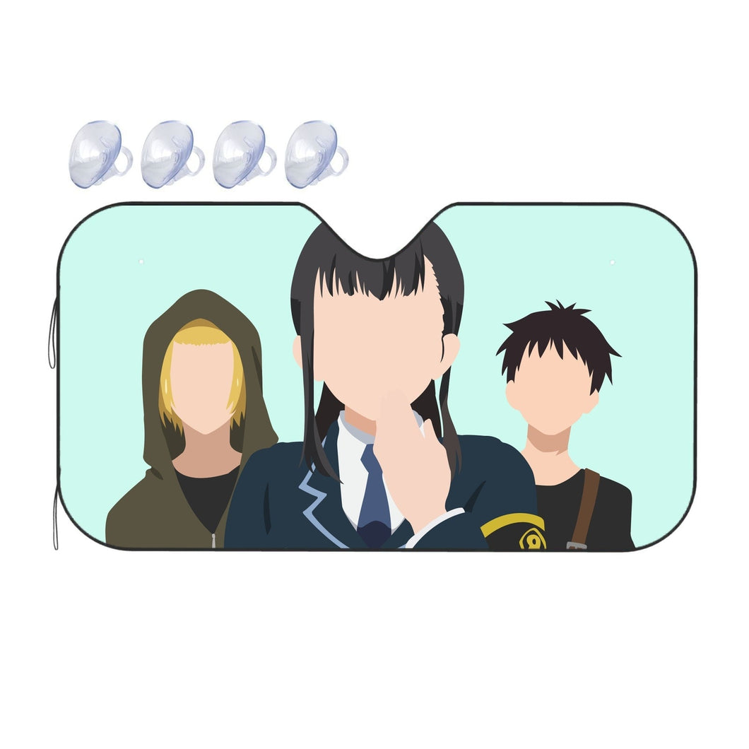 Fire Force Shinra Kusakabe, Arthur Boyle, Maki Oze  Car Sunshade