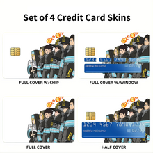 Load image into Gallery viewer, Fire Force Shinra Kusakabe, Iris, Arthur Boyle, Maki Oze, Akitaru Oubi  Credit Card Skins (4-in-1 Pack)
