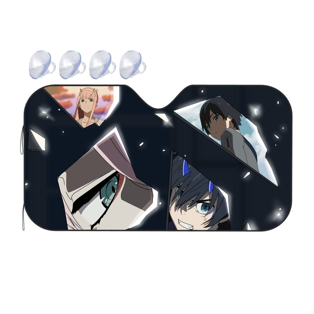 Hiro and Zero Two Moments In Broken Glass  Car Sunshade