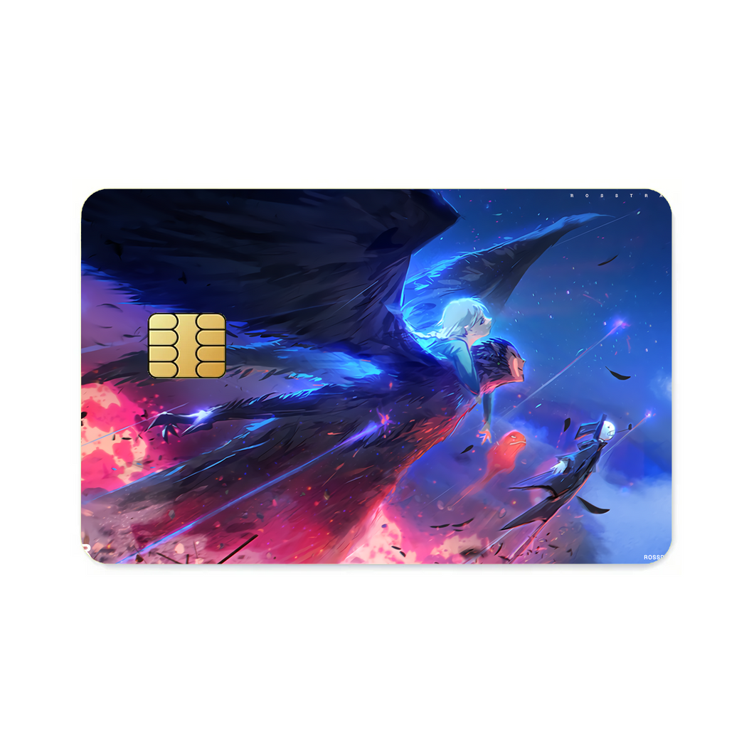 Howl, Sophie, and Turniphead flying through the sky  Credit Card Skins (4-in-1 Pack)