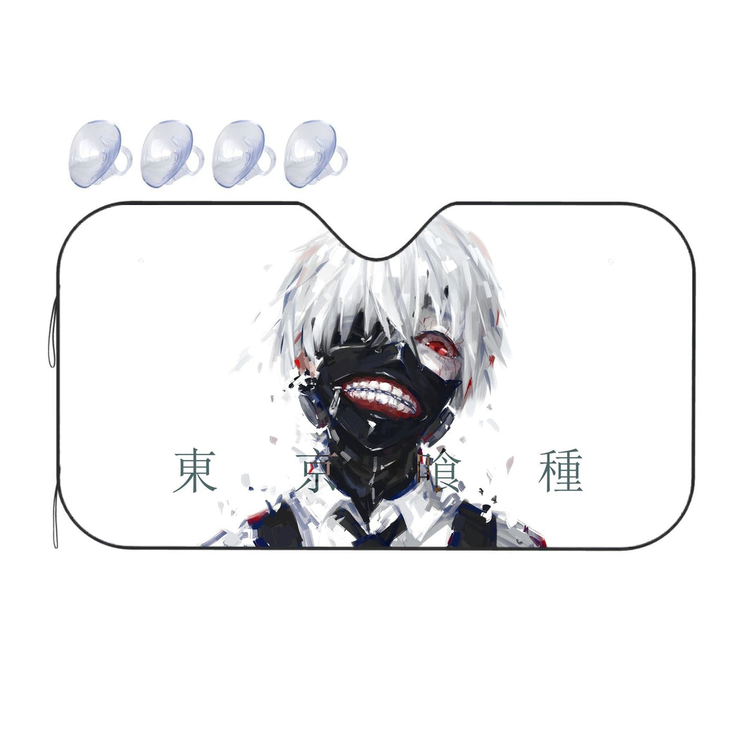 Ken Kaneki Mask Red Eyes White Hair and Short Hair  Car Sunshade