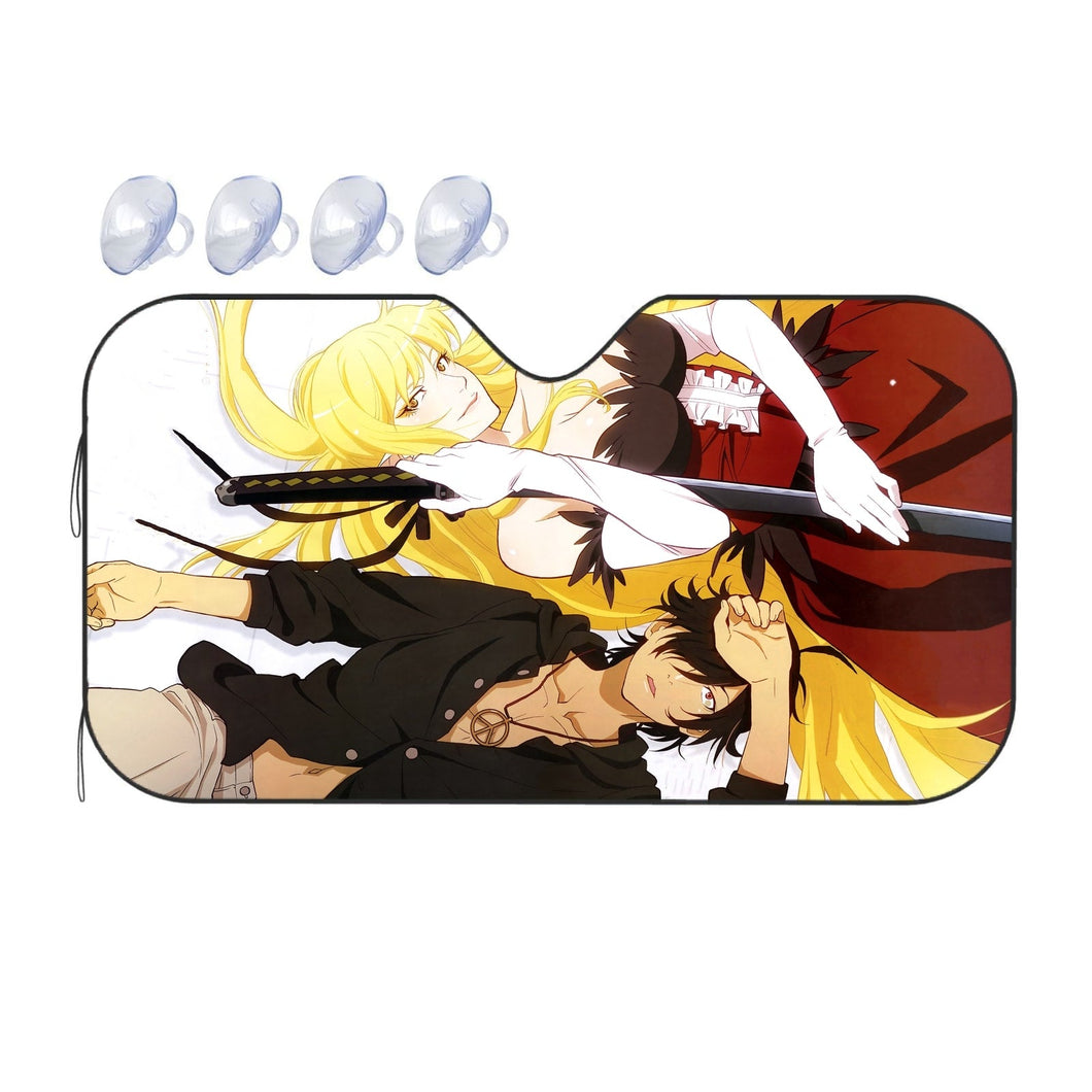 Koyomi and Kiss shot Car Sunshade
