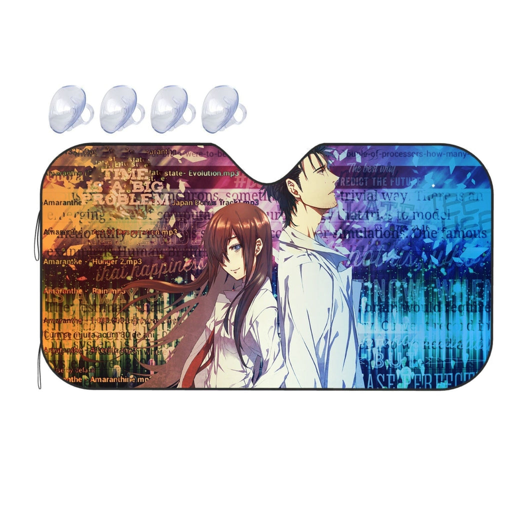 Kurisu Makise and Rintarou Okabe  Car Sunshade