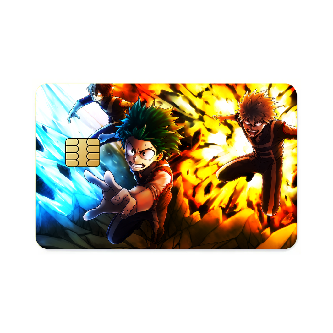 Midoriya ,Bakugou and Todoroki  Credit Card Skins (4-in-1 Pack)