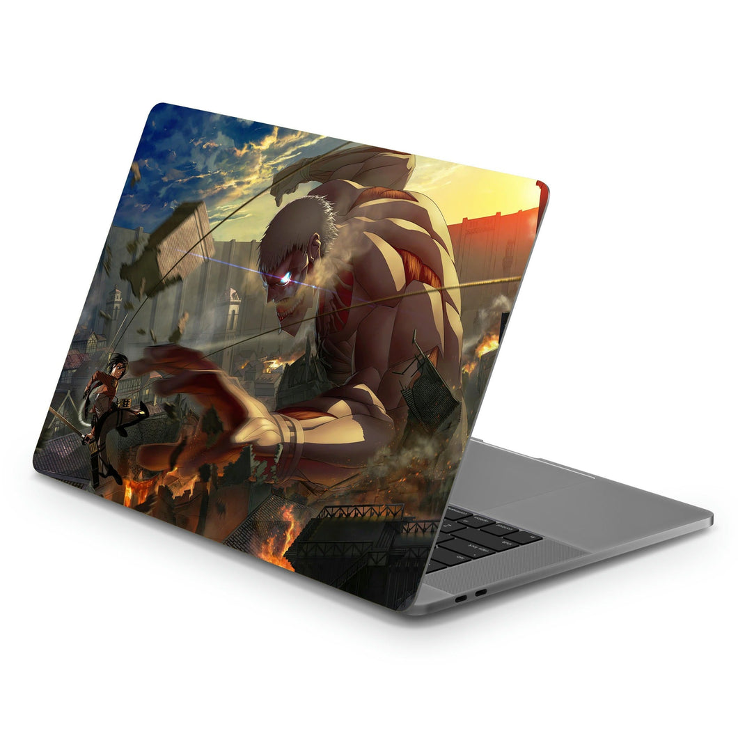 Mikasa Fighting With Armored Titan  Macbook Skin
