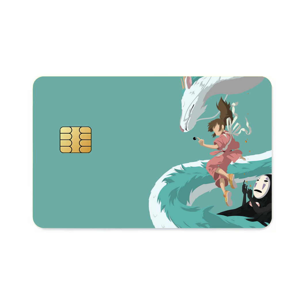 Minimalist Chihiro, Haku, and No-face Credit Card Skins (4-in-1 Pack)