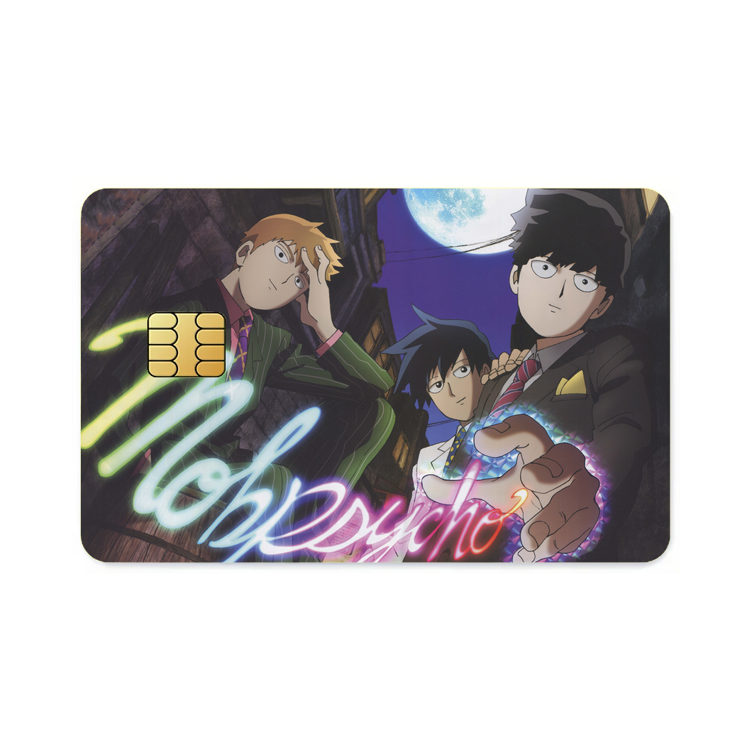 Mob Psycho 100 Arataka Reigen, Shigeo Kageyama, Ritsu Kageyama  Credit Card Skins (4-in-1 Pack)