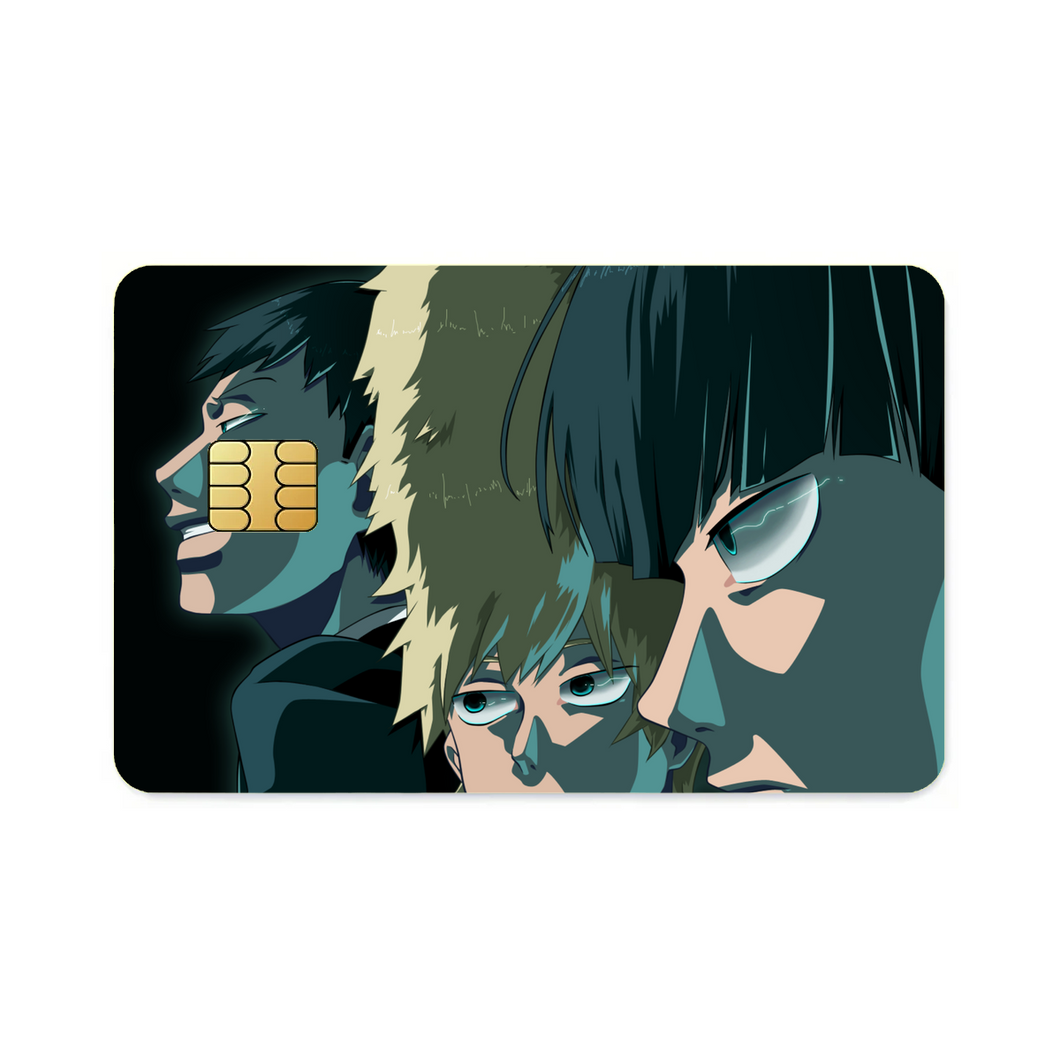 Mob Psycho 100 Arataka Reigen, Shigeo Kageyama, Ritsu Kageyama  Credit Card Skins (4-in-1 Pack)