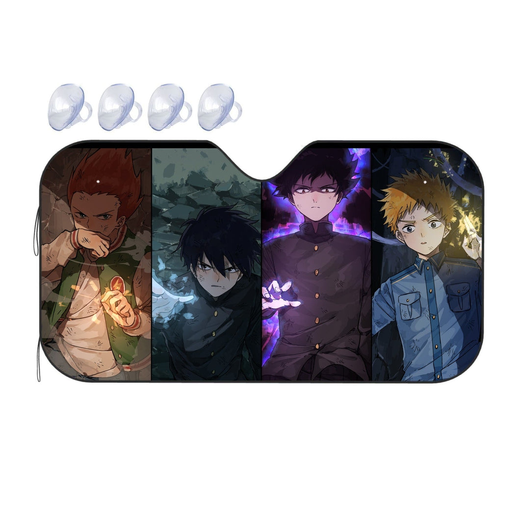 Mob Psycho 100 Shigeo Kageyama, Ritsu Kageyama, Teruki Hanazawa  Car Sunshade