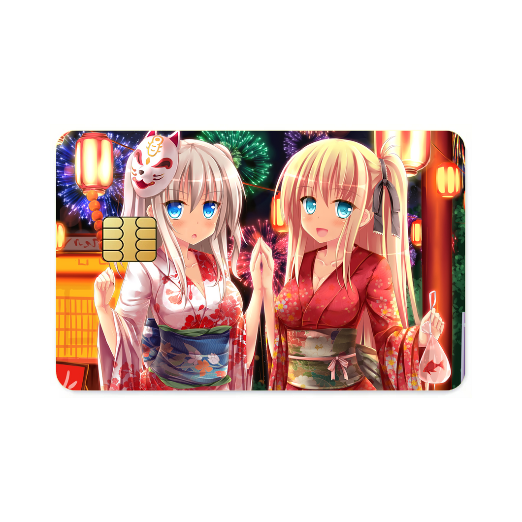 Nao Tomori  and Yusa Nishimori in yukata  Credit Card Skins (4-in-1 Pack)