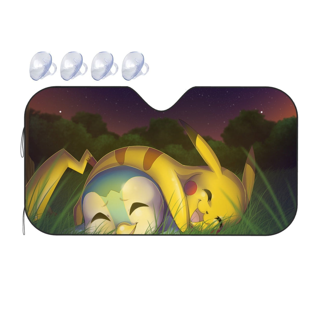 Pikachu and Piplup  Car Sunshade