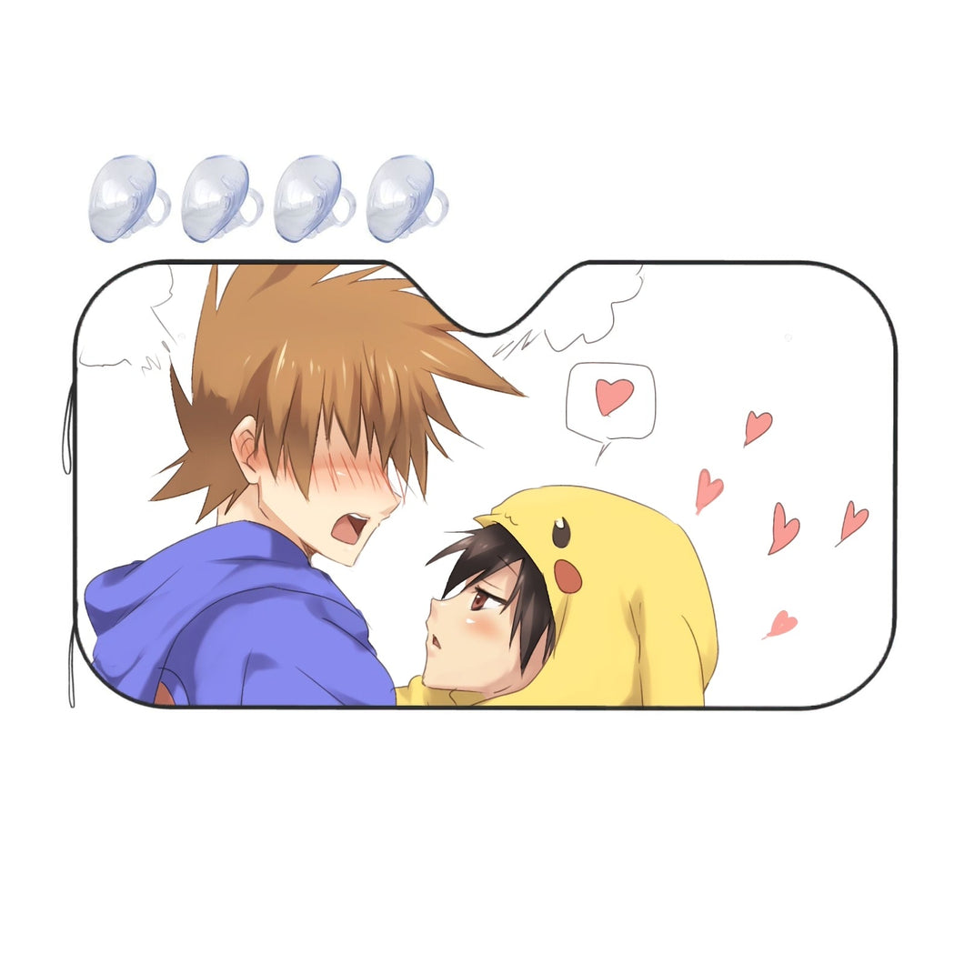 Red X Green Car Sunshade