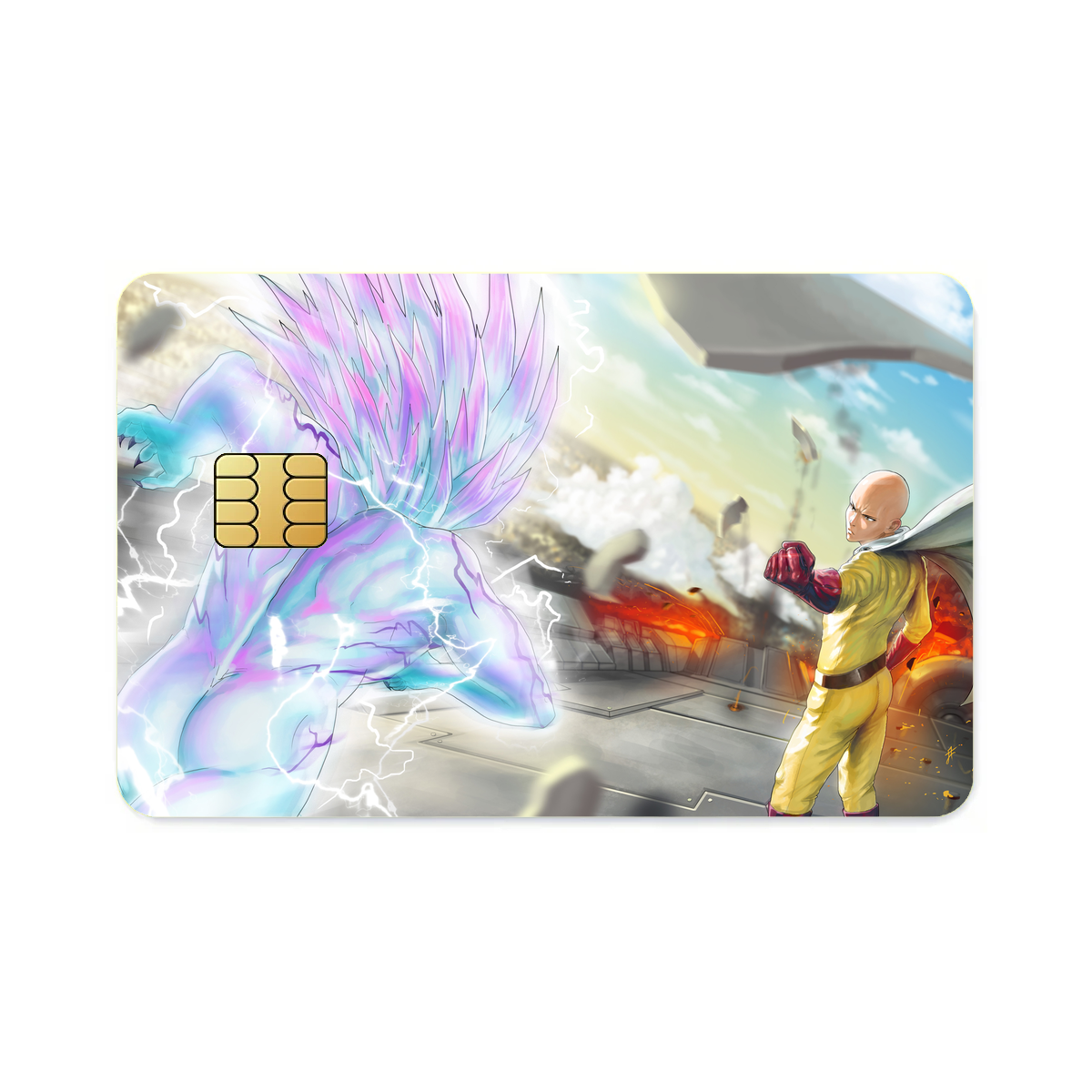 Saitama Vs Lord Boros Credit Card Skins (4-in-1 Pack)