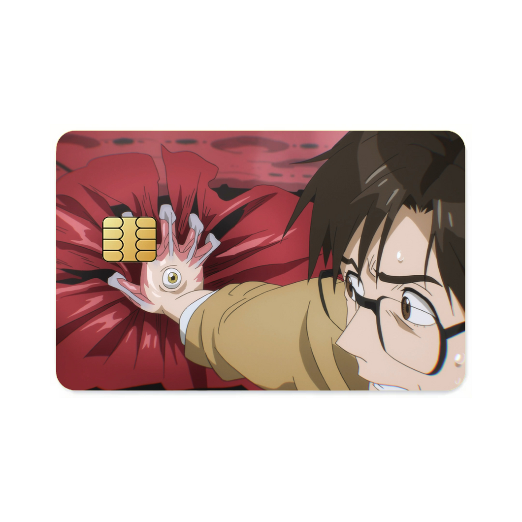 Shinichi stopping a car with Migi  Credit Card Skins (4-in-1 Pack)