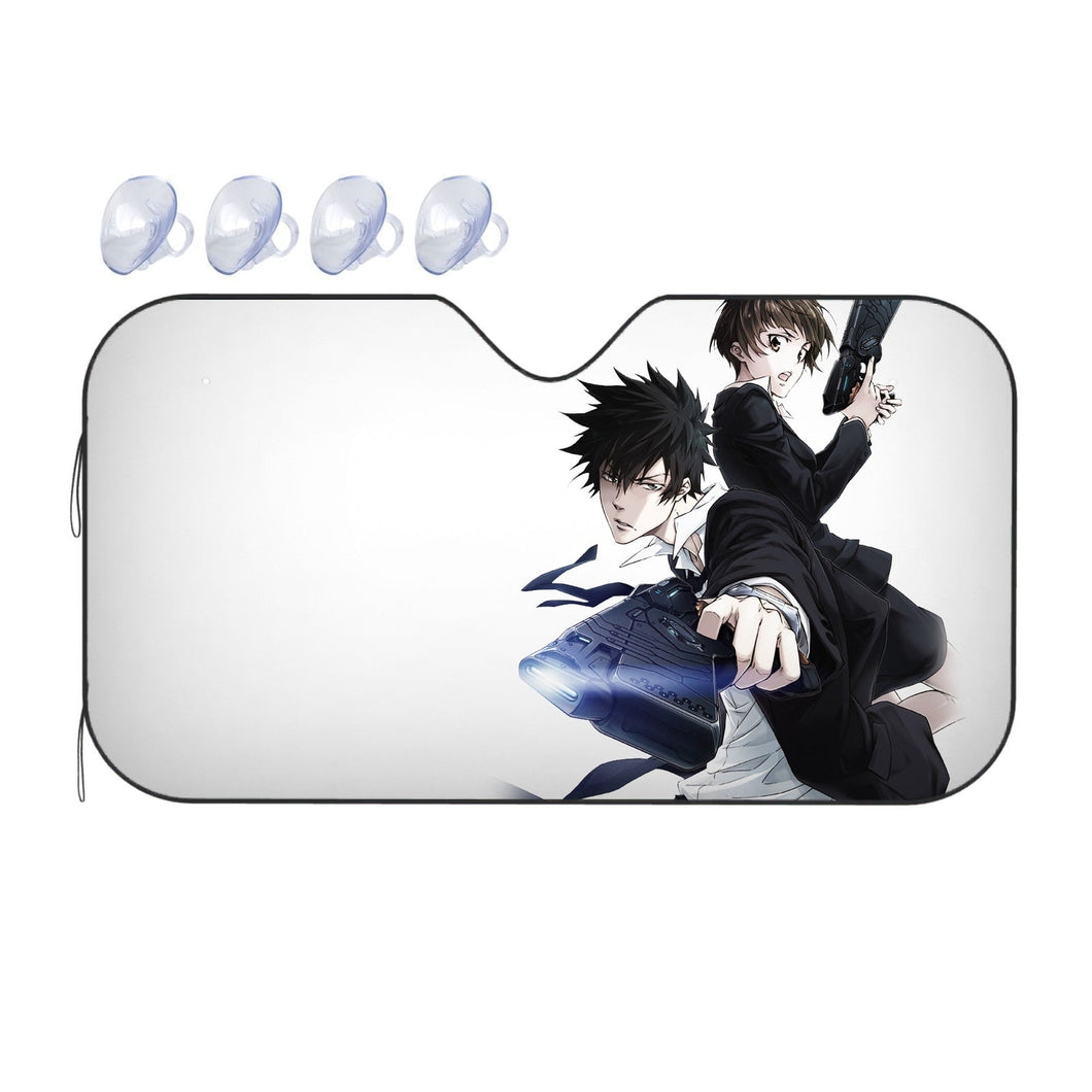 Shinya Kogami And Akane Tsunemori Together Car Sunshade