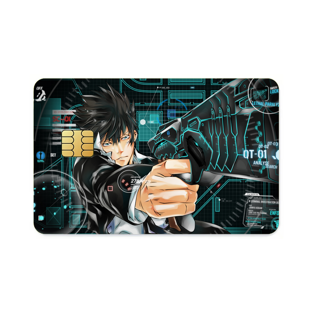 Shinya Kogami With his Dominator  Credit Card Skins (4-in-1 Pack)