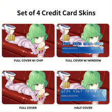 Load image into Gallery viewer, Tatsumaki (and Saitama) Credit Card Skins (4-in-1 Pack)

