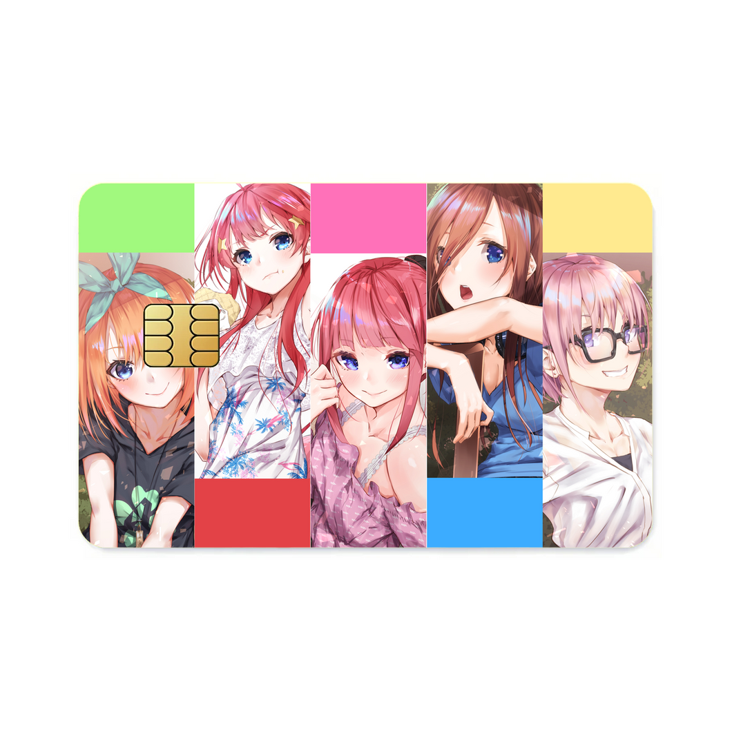 The Quintessential Quintuplets Miku Nakano, Itsuki Nakano, Nino Nakano, Yotsuba Nakano, Ichika Nakano  Credit Card Skins (4-in-1 Pack)
