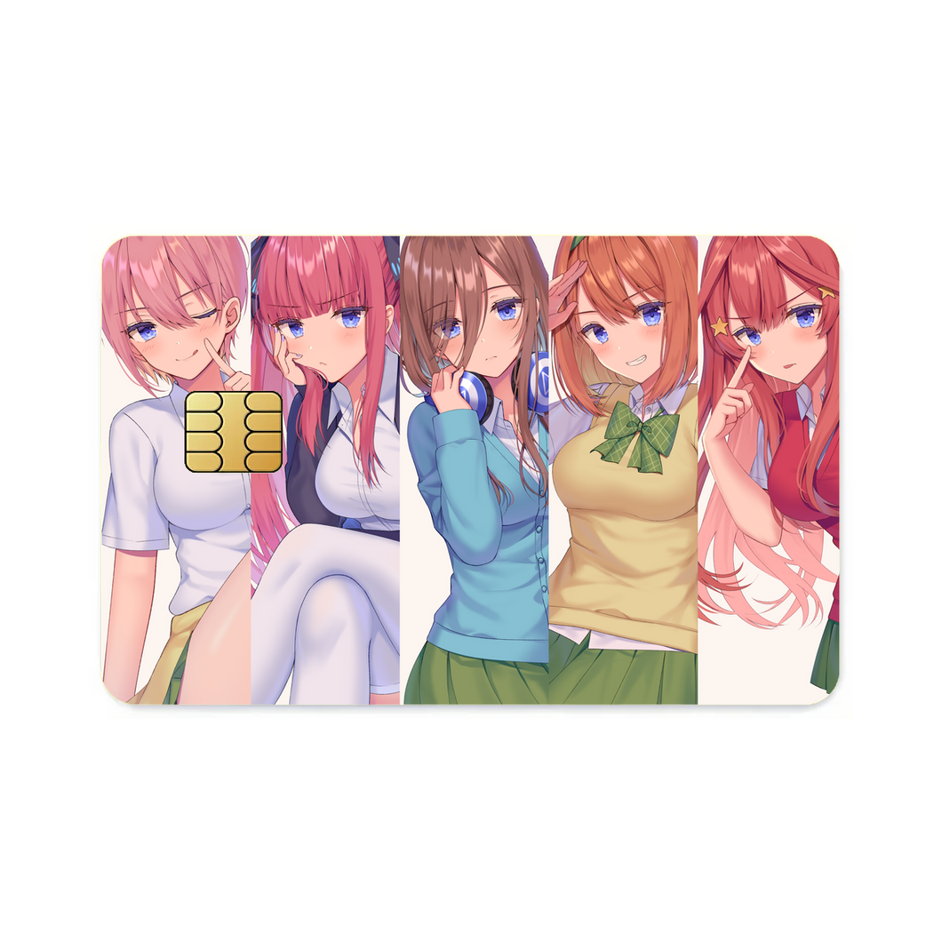 The Quintessential Quintuplets Miku Nakano, Itsuki Nakano, Nino Nakano, Yotsuba Nakano, Ichika Nakano  Credit Card Skins (4-in-1 Pack)