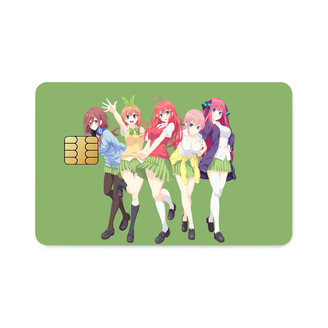 The Quintessential Quintuplets Miku Nakano, Itsuki Nakano, Nino Nakano, Yotsuba Nakano, Ichika Nakano  Credit Card Skins (4-in-1 Pack)
