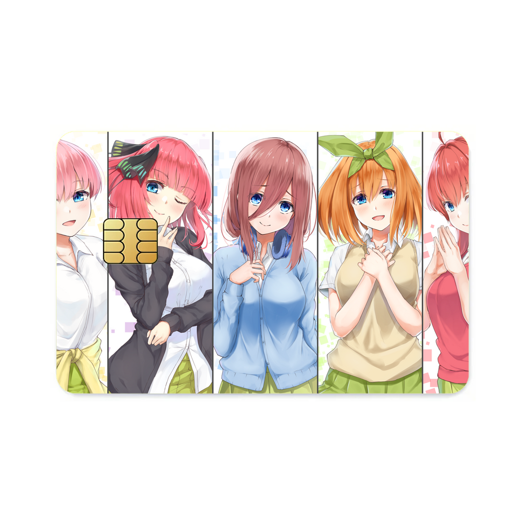 The Quintessential Quintuplets Miku Nakano, Itsuki Nakano, Nino Nakano, Yotsuba Nakano, Ichika Nakano  Credit Card Skins (4-in-1 Pack)