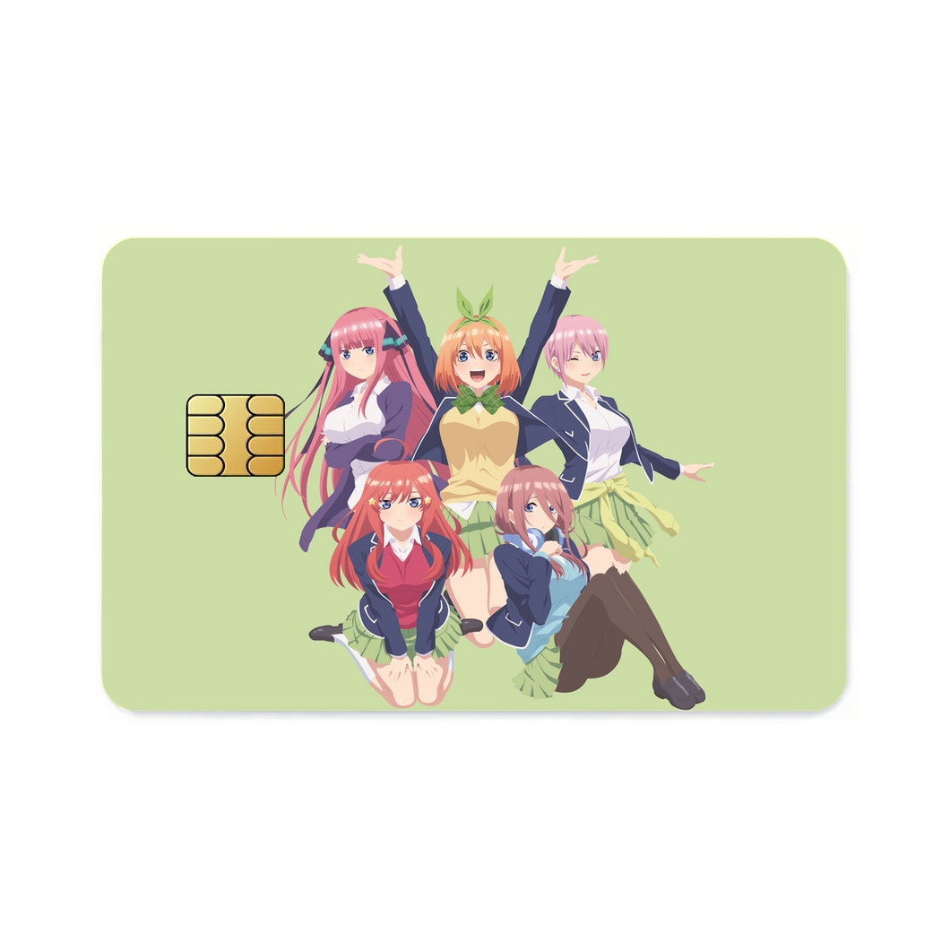 The Quintessential Quintuplets Miku Nakano, Itsuki Nakano, Nino Nakano, Yotsuba Nakano, Ichika Nakano  Credit Card Skins (4-in-1 Pack)