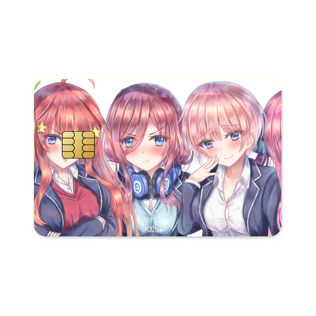 The Quintessential Quintuplets Miku Nakano, Itsuki Nakano, Nino Nakano, Yotsuba Nakano, Ichika Nakano  Credit Card Skins (4-in-1 Pack)